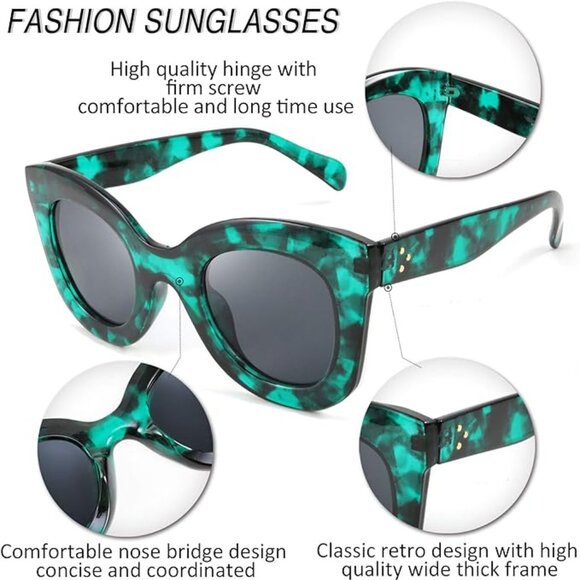Cat eye green leopard sunglasses - Picture 4 of 6